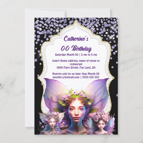 Enchanted fairy dust glitter pixie girls magical invitation