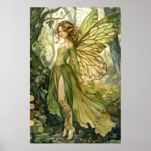 Enchanted Fairy Emerald Forest Kid's Fantasy Art Poster
