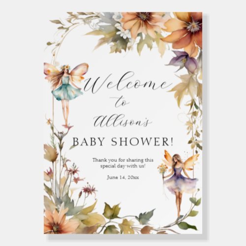 Enchanted Fairy Fall Autumn Floral  Welcome Shower Foam Board