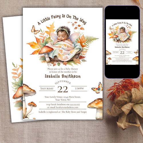 Enchanted Fairy Fall Autumn Woodland Baby Shower  Invitation