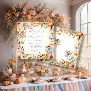 Enchanted Fairy Fall Floral Gold Girl Baby Shower Invitation