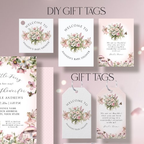 Enchanted Fairy Floral Baby Girl Shower DIY Tags
