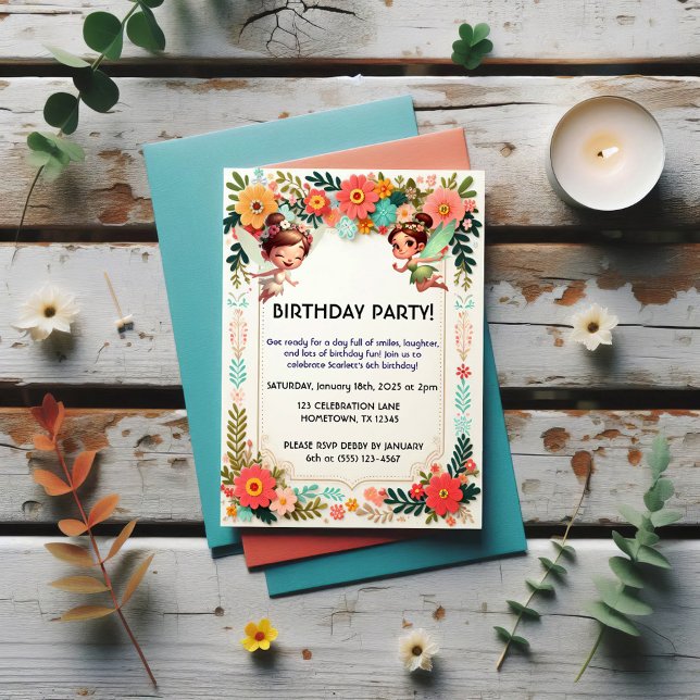Enchanted Fairy Floral Birthday Invitations (Creator Uploaded)