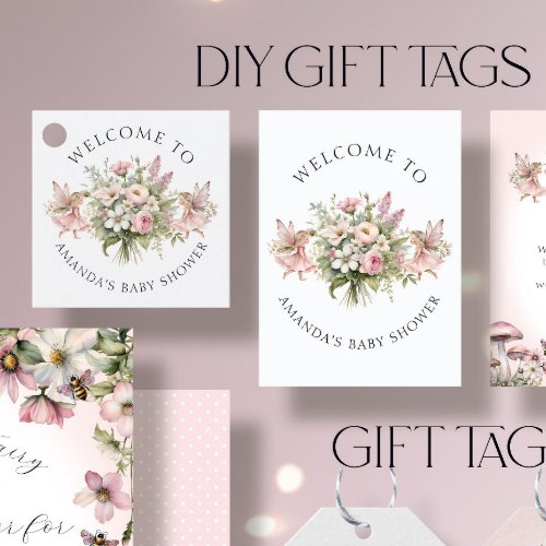 Enchanted Fairy Floral Welcome Baby Girl Gift Tags