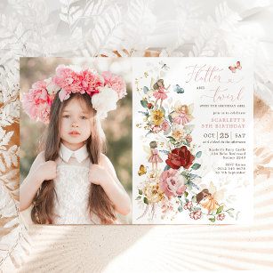Enchanted Fairy Flower Garden Girls Birthday Photo Invitation