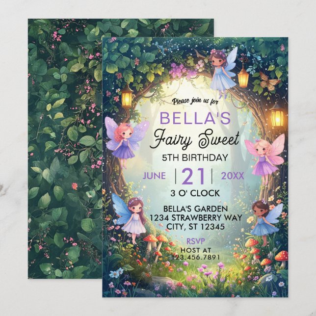 Enchanted Fairy Forest Birthday Invitation (Front/Back)