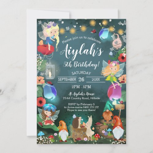 Enchanted Fairy Forest Invitation Fairy Gnome