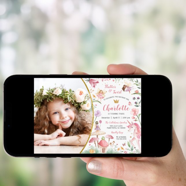 Enchanted Fairy Garden Birthday Invitation (Front Digital)