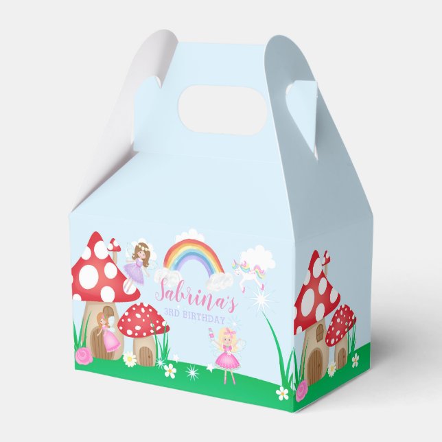 Enchanted Fairy Garden Birthday Thank You Favor Boxes (Front Side)