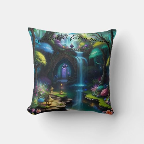 Enchanted fairy garden Magical  Throw Pillow