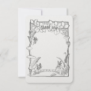 Enchanted Fairy Garden Party Coloring Thank You Card