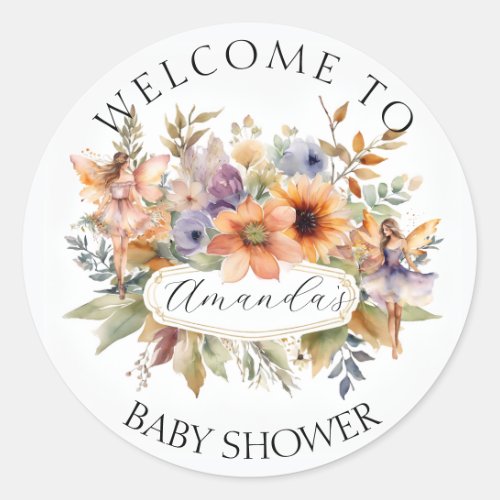 Enchanted Fairy Garden Summer Baby Girl Shower Classic Round Sticker