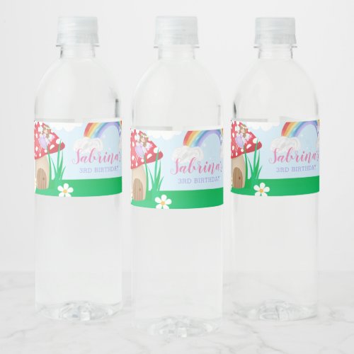 Enchanted Fairy Garden Themed Birthday Water Bottle Label