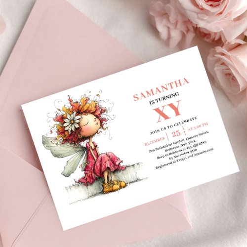 Enchanted Fairy Girl Birthday Pink Floral invite