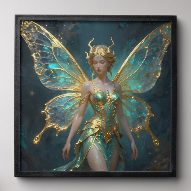 Enchanted Fairy in Gold and Turquoise  Peel And Stick Photo Tile (Front Set)