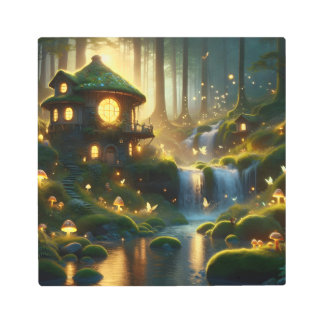 Enchanted Fairy Lights and Waterfall Dreams Metal Print