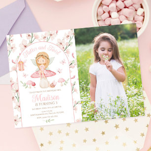 Enchanted Fairy Magical Garden Photo Birthday Invitation