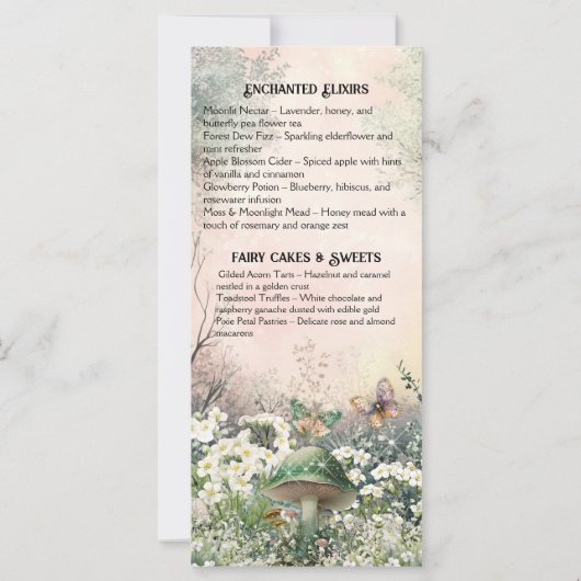 Enchanted Fairy Menu – Moss & Moonlight Collection (Back)