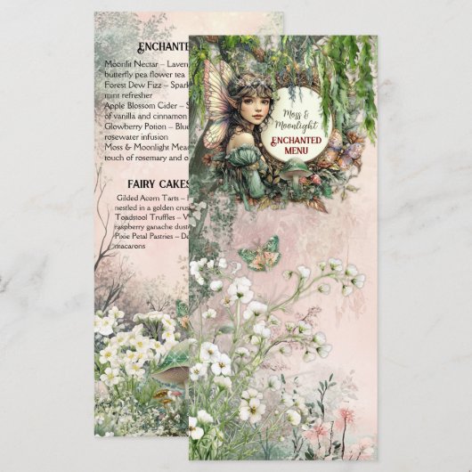 Enchanted Fairy Menu – Moss & Moonlight Collection (Front/Back)