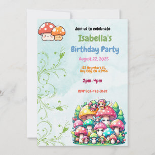 Enchanted Fairy Mushroom Birthday Invitation