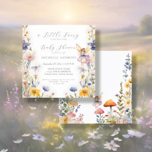 Enchanted Fairy Mushroom Floral Girl Baby Shower Invitation
