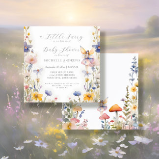 Enchanted Fairy Mushroom Floral Girl Baby Shower Invitation