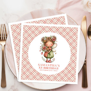 Enchanted Fairy Pink Floral 1st Birthday Party  Paper Dinner Napkins