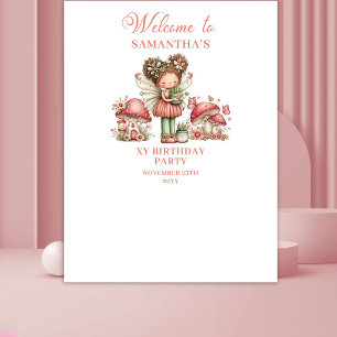 Enchanted Fairy Pink Floral Girl Birthday Backdrop