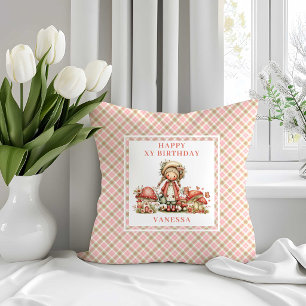 Enchanted Fairy Pink Floral Girl Birthday Throw  Pillow