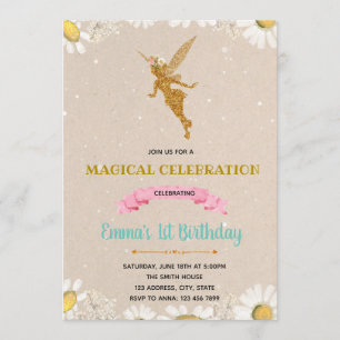 Enchanted fairy princess birthday invitation