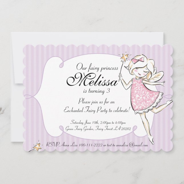 Enchanted Fairy Princess Birthday Party Invitation (Front)