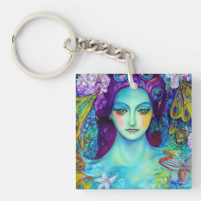 Enchanted Fairy Queen with Butterflies Keychain (Front)