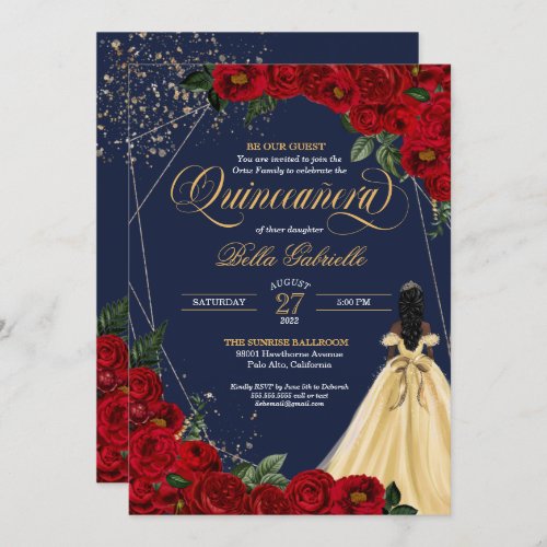 Enchanted Fairy tale Red Rose Princess Quinceaera Invitation