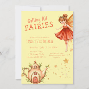 Enchanted Fairy Tea Garden Birthday Party Invitation