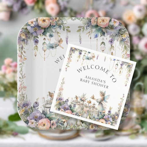 Enchanted Fairy Tea Party Floral Baby Girl Shower Napkins