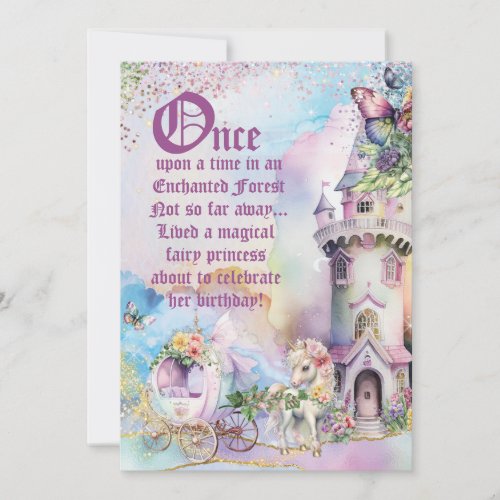 Enchanted Fairy Unicorn Forest Party Invitation