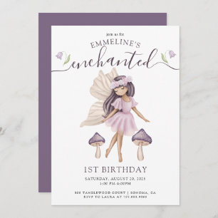 Enchanted Fairy Watercolor 1st Birthday Invitation