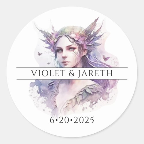 Enchanted Fairy Wedding Classic Round Sticker