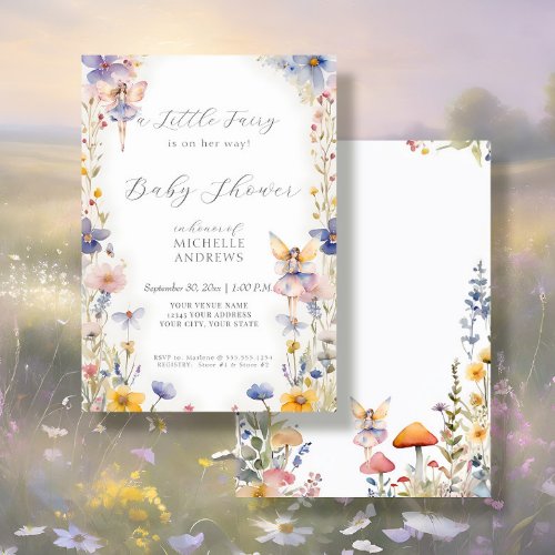 Enchanted Fairy Wildflower Pink Girl Baby Shower Invitation