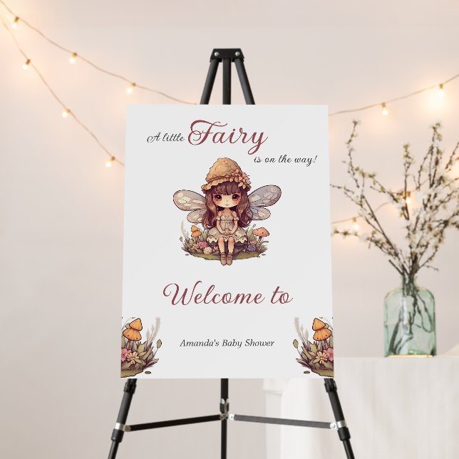 Enchanted Fairy with Mushrooms Girl Baby Shower Foam Board (In Situ (Stand))