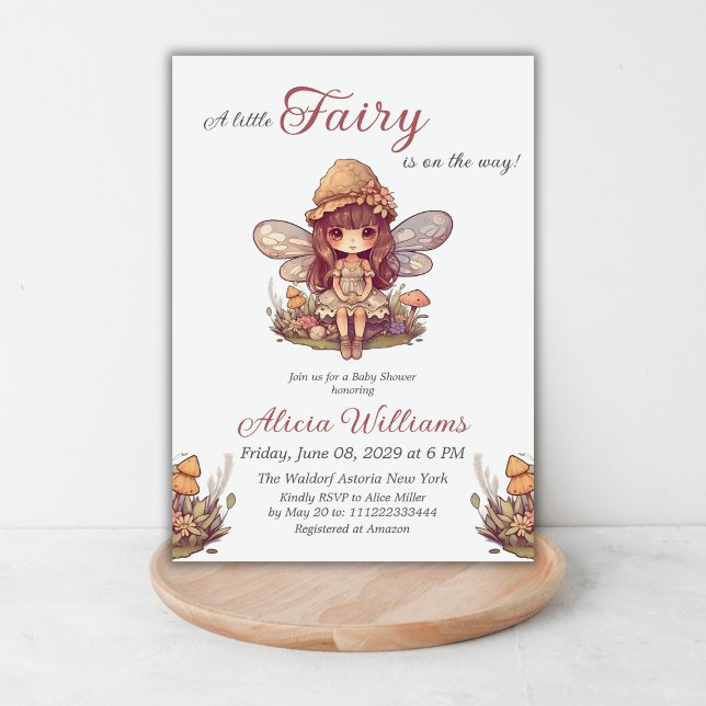 Enchanted Fairy with Mushrooms Girl Baby Shower Invitation (Creator Uploaded)