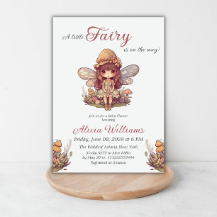 Enchanted Fairy with Mushrooms Girl Baby Shower Invitation