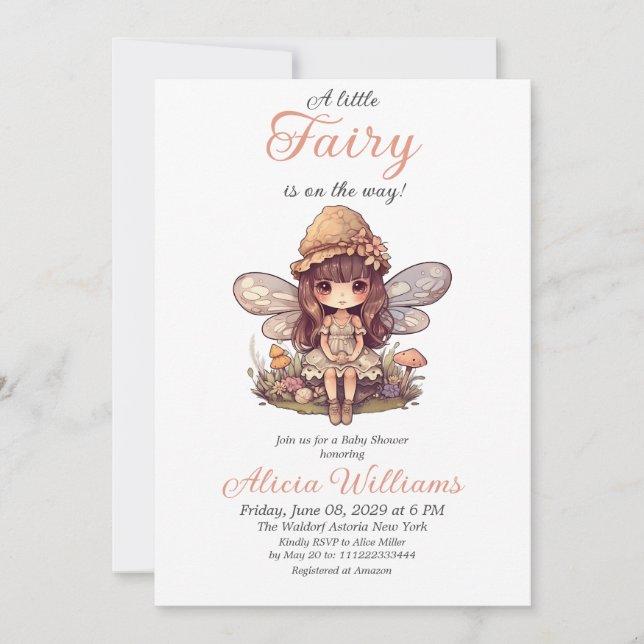 Enchanted Fairy with Mushrooms Girl Baby Shower Invitation (Front)