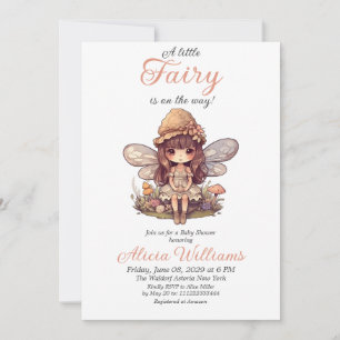 Enchanted Fairy with Mushrooms Girl Baby Shower Invitation