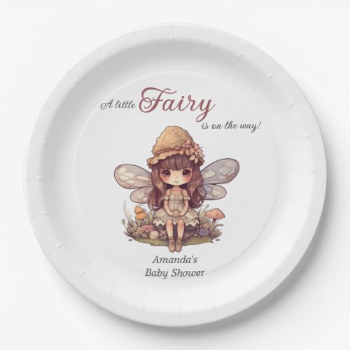 Enchanted Fairy with Mushrooms Girl Baby Shower Paper Plates