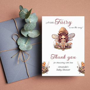 Enchanted Fairy with Mushrooms Girl Baby Shower Thank You Card