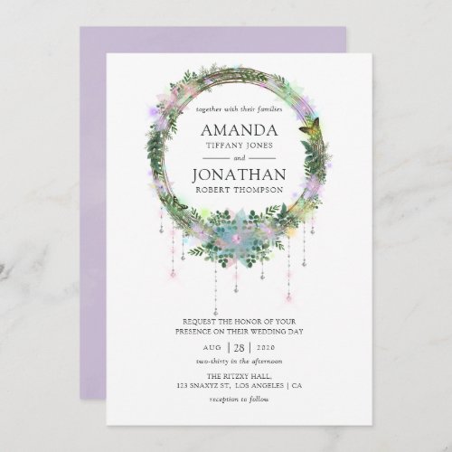 Enchanted Fairy Wreath Wedding Invitation