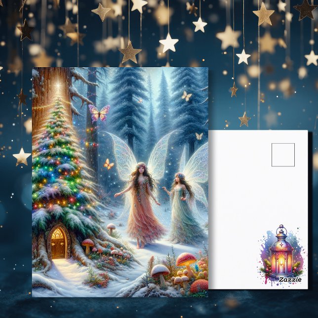 Enchanted Fairytale Forest Personalized Christmas Postcard (Creator Uploaded)