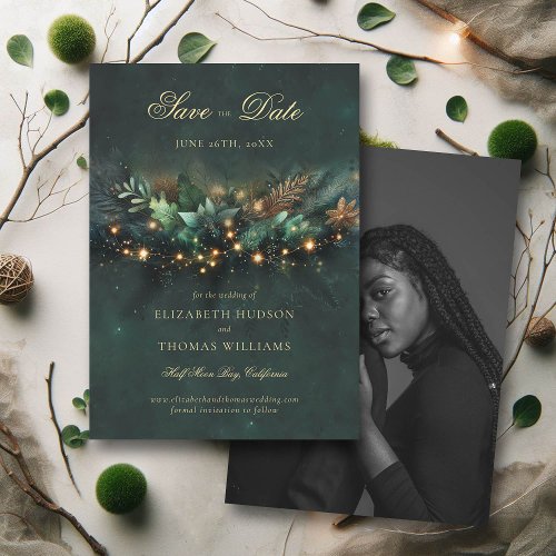 Enchanted Fairytale Forest Photo Wedding Save Date Invitation