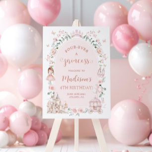 Enchanted Fairytale Princess 4th Birthday Welcome Foam Board